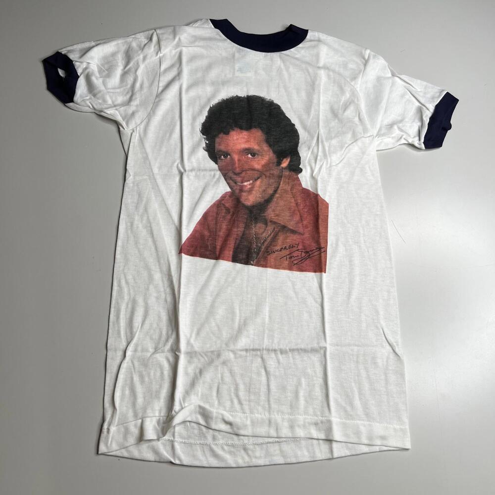 Vintage‎ 70s Tom Jones Ringer T-Shirt Deadstock NOS Made in USA Ched Anvil 50/50